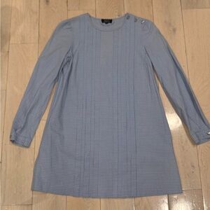 A.P.C. Light Blue Checked Cotton Mini Dress size small